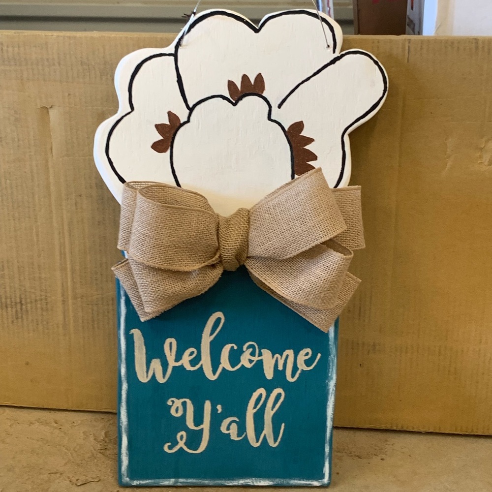 Mason jar with cotton door hanger